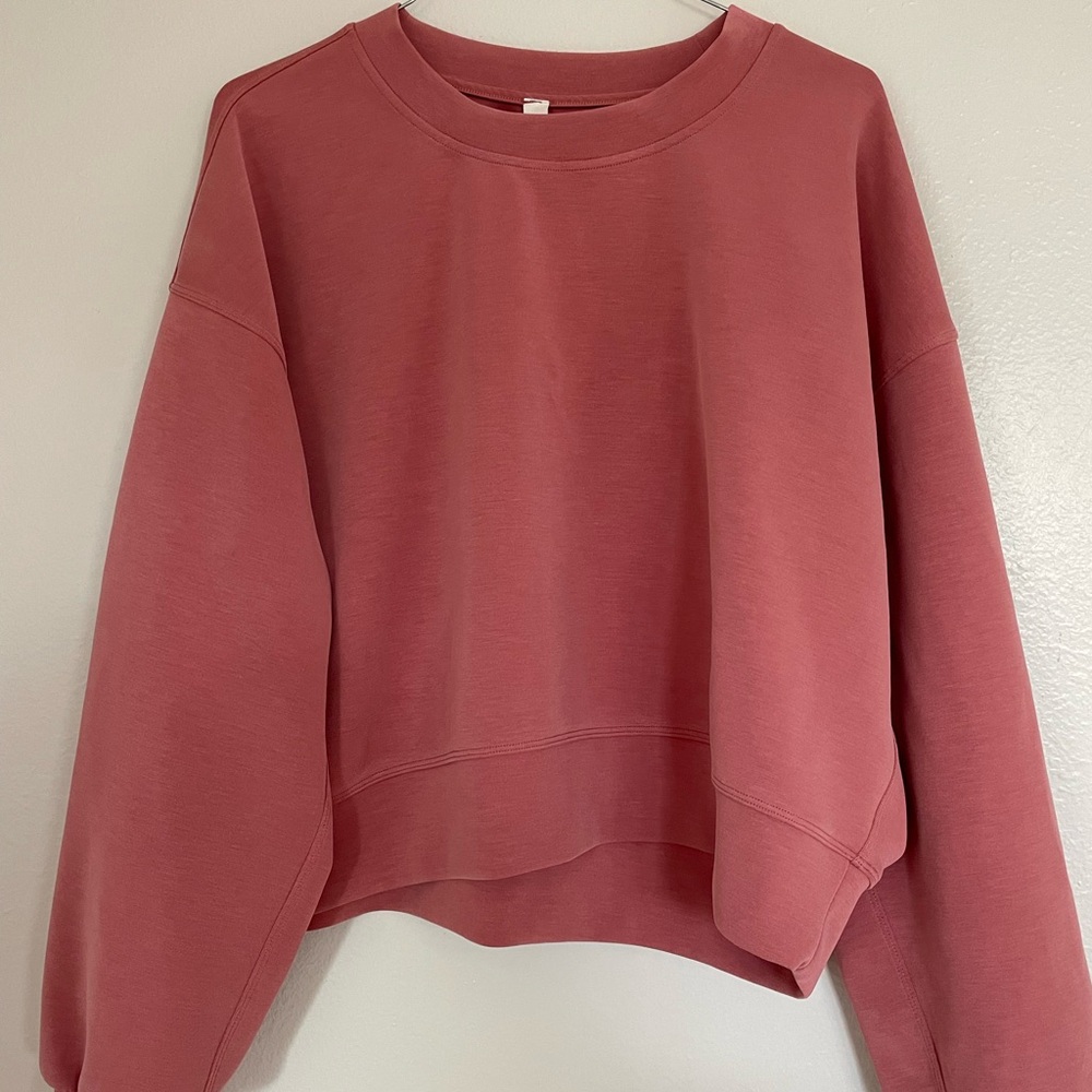 Lululemon Perfectly Oversized Cropped Softstreme Crewneck Brier Rose Sz 8